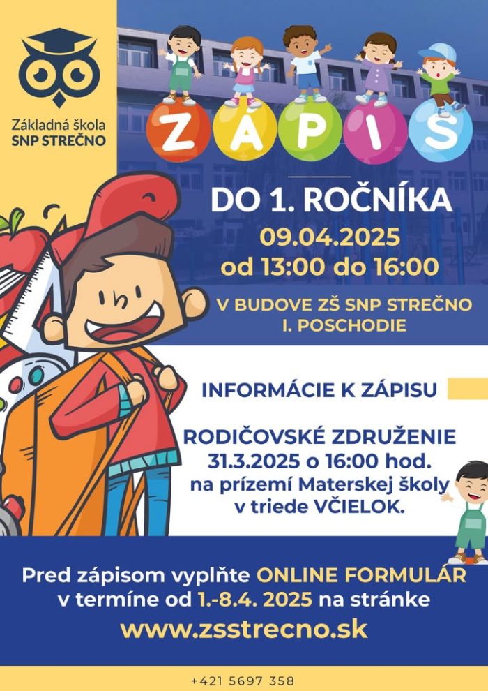 Pozor pozor 🤓 zápis budúcich prváčikov sa blíži.🤩 Tešíme sa na nových žiačikov.☺️